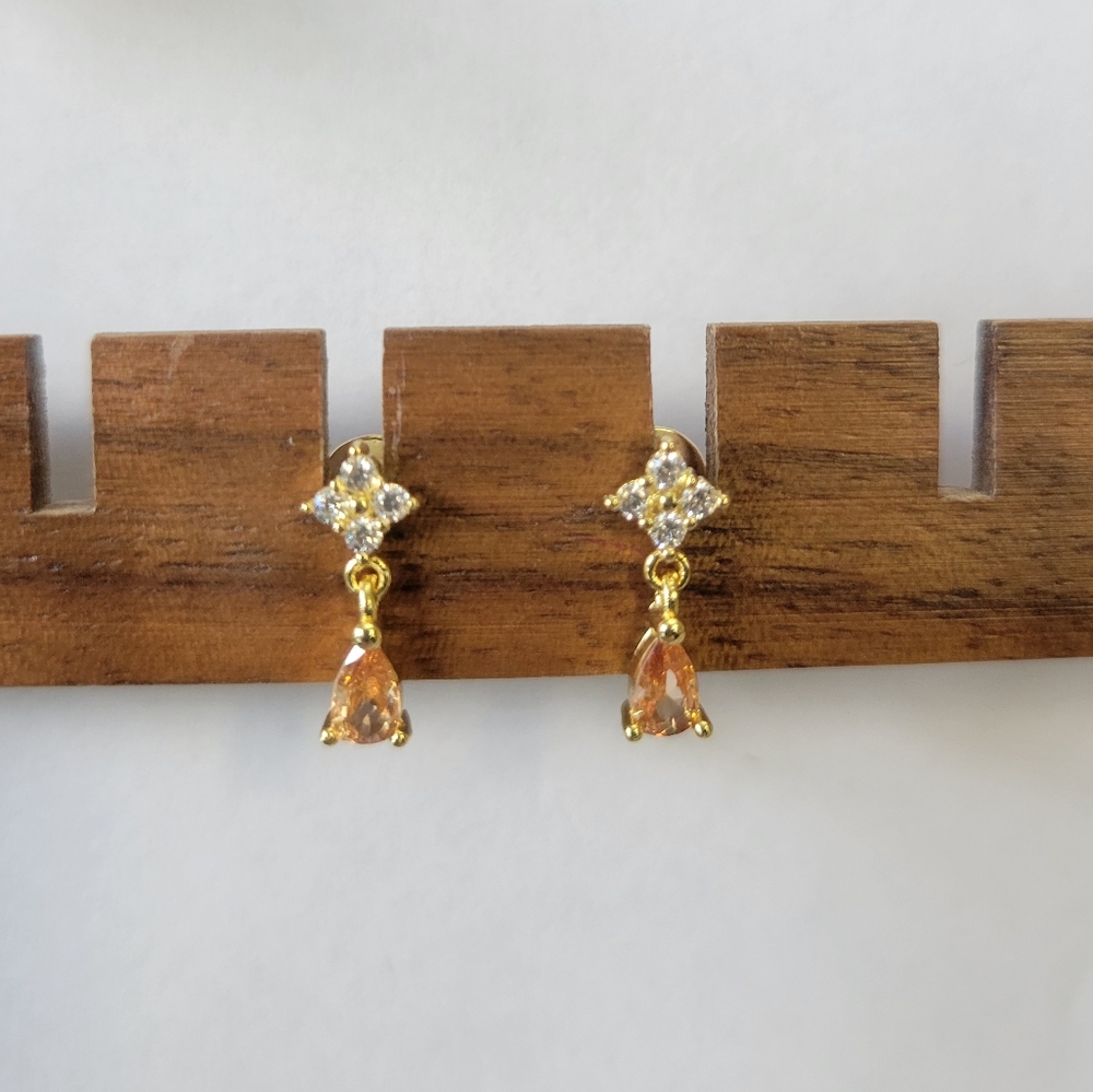 Gold and Crystal Drop Earrings